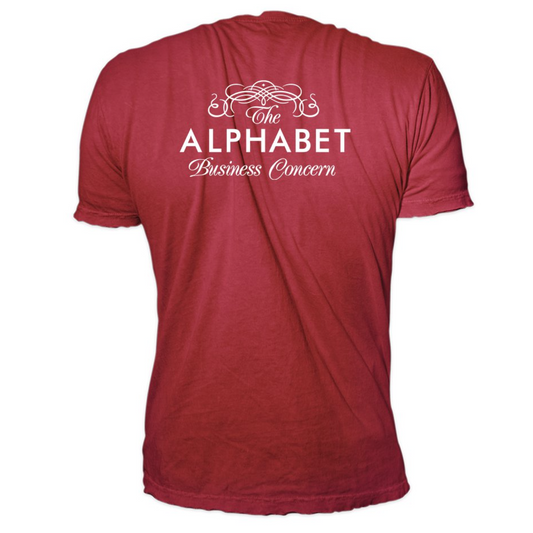 Little Man T-shirt with ABC backprint, Cherry Red