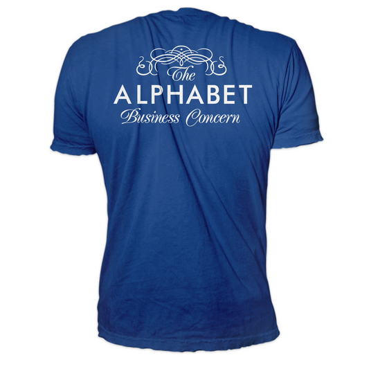 Little Man t-shirt with ABC backprint, royal blue