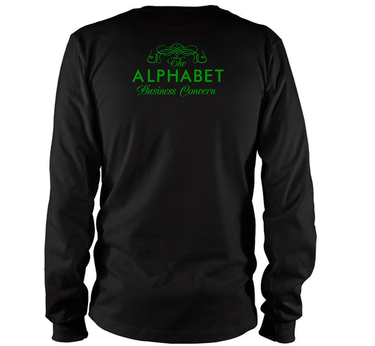 Daisy Long Sleeve, Black T-shirt, Green print