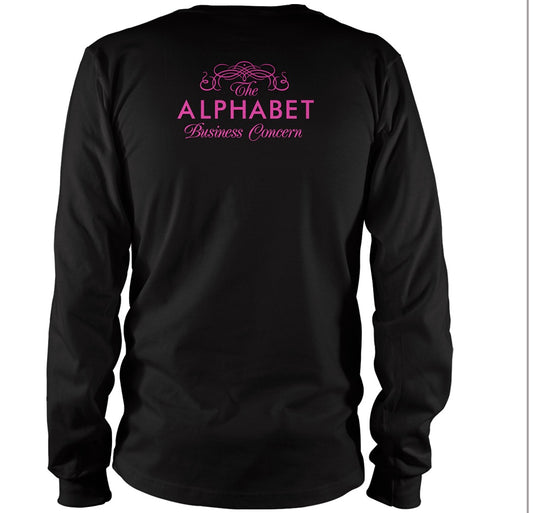 Daisy Long Sleeve, Black T-shirt, Hot Pink print